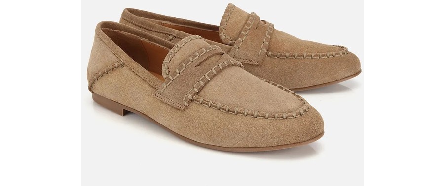 Hotiç Kadın Süet Deri Taba Dikiş Detaylı Günlük Loafer görsel 2