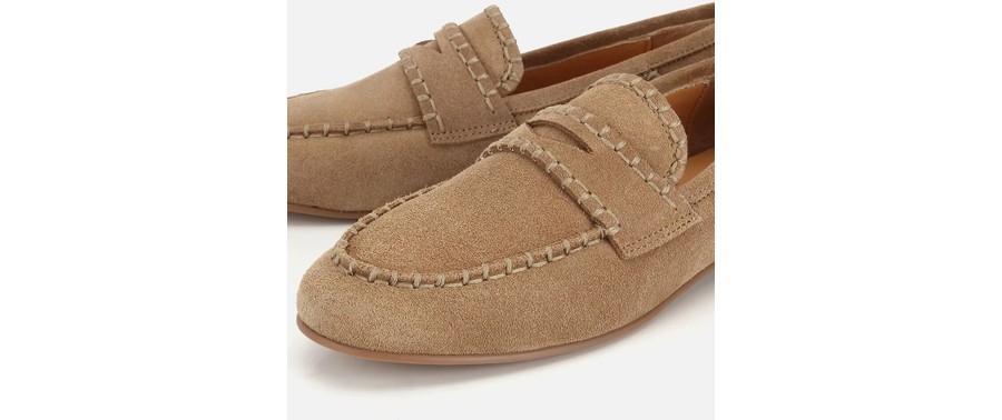 Hotiç Kadın Süet Deri Taba Dikiş Detaylı Günlük Loafer görsel 3