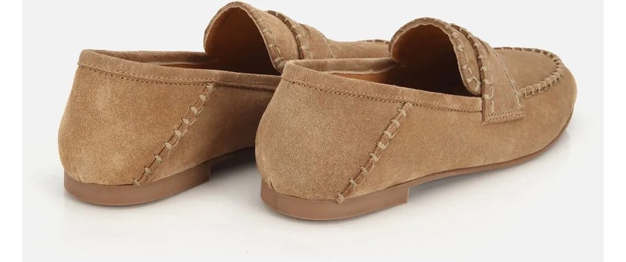 Hotiç Kadın Süet Deri Taba Dikiş Detaylı Günlük Loafer görsel 4