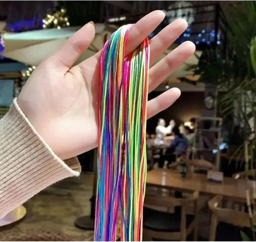 İnderin Renkli Saç Ipi -Bileklik İpi İnce - Emzik Zinciri Ipi Paraşüt Çok Amaçlı Renkli Ip 1 Metrelik (100CM) 10 Adet görsel 2
