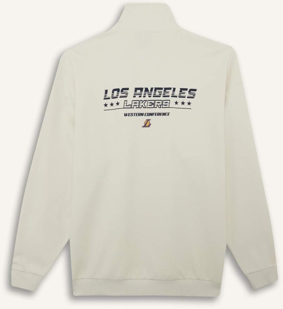 DeFacto NBA Los Angeles Lakers Oversize Geniş Kalıp Dik Yaka Yarım Fermuarlı Jakarlı Sweatshirt E9637AX25AU görsel 6