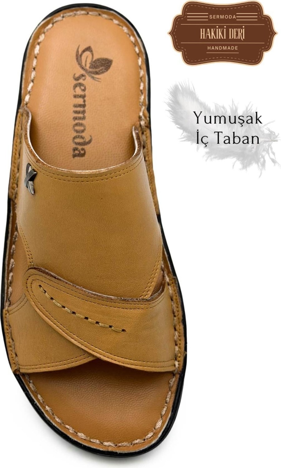 Sermoda Erkek Terlik Hafif Terlik Deri 3D Taba 1
