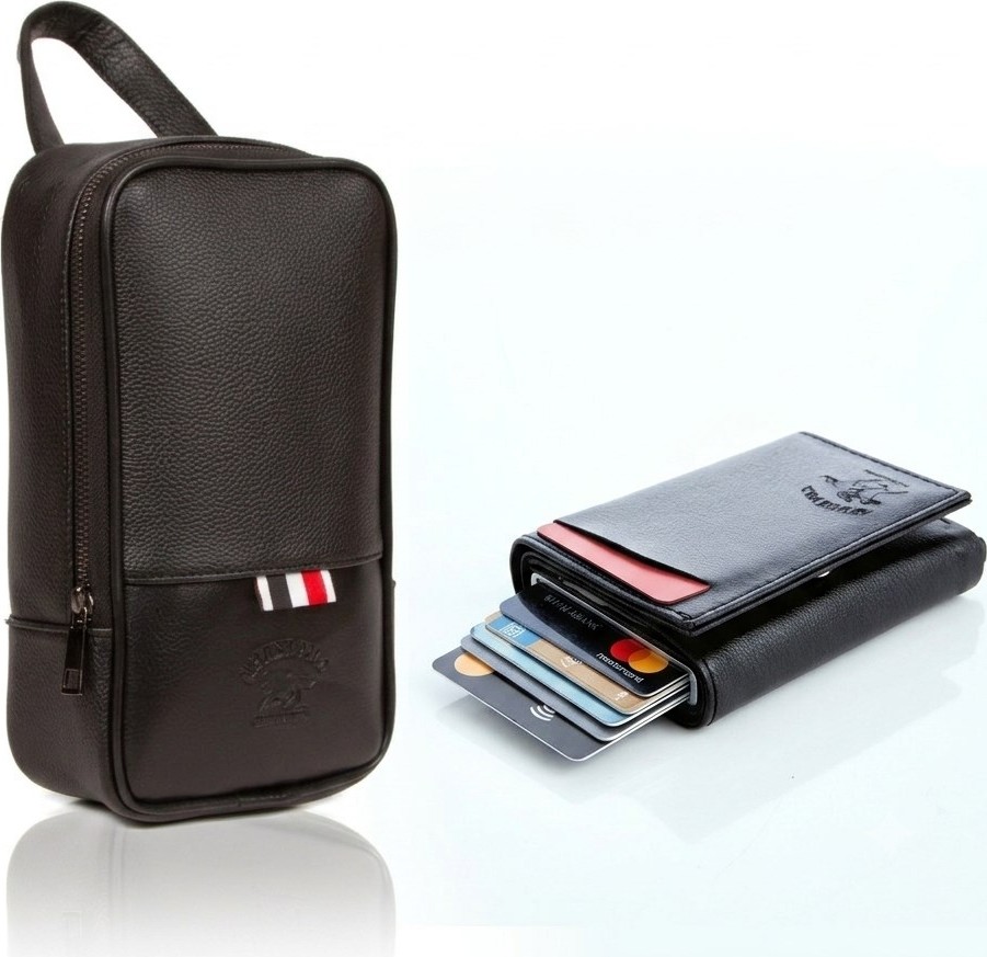 Tuldar Erkek Siyah Deri Portföy Clutch Traş Kozmetik Bakım Ve Günlük El Çantası (14X24CM) tul234 görsel 6