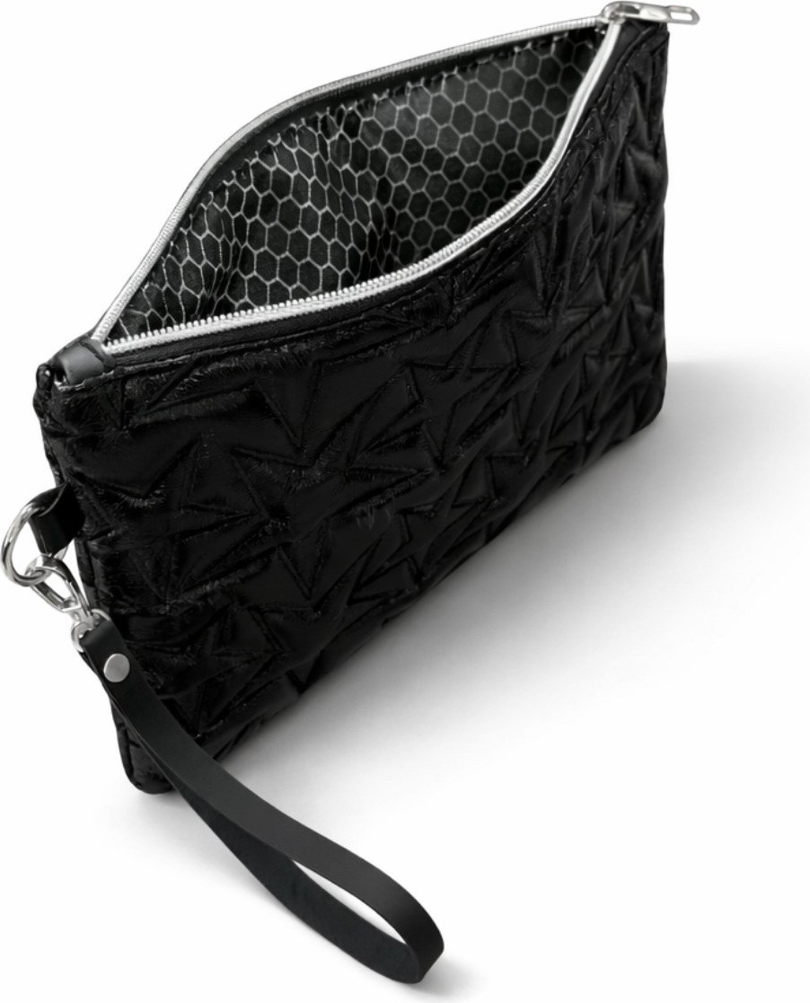 Adelina Bags 2'li Çanta Paketi Yıldız Desenli Portföy El Çantası Bilek Askılı Clutch Çanta görsel 6