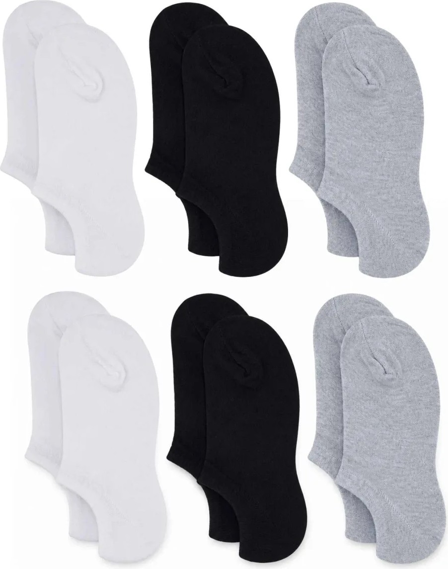 Belirtilmemiş Kadın Bambu 6'lı Dikişsiz Babet Çorap Siyah Beyaz Gri Görünmez Sneaker Çorap Nefes Alan Yumuşak