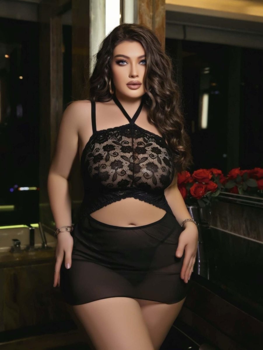 mery Kadın Siyah Fantazi Gecelik Kısa Tül Boyundan Bağlamalı 2200 Mery Woman görsel 3