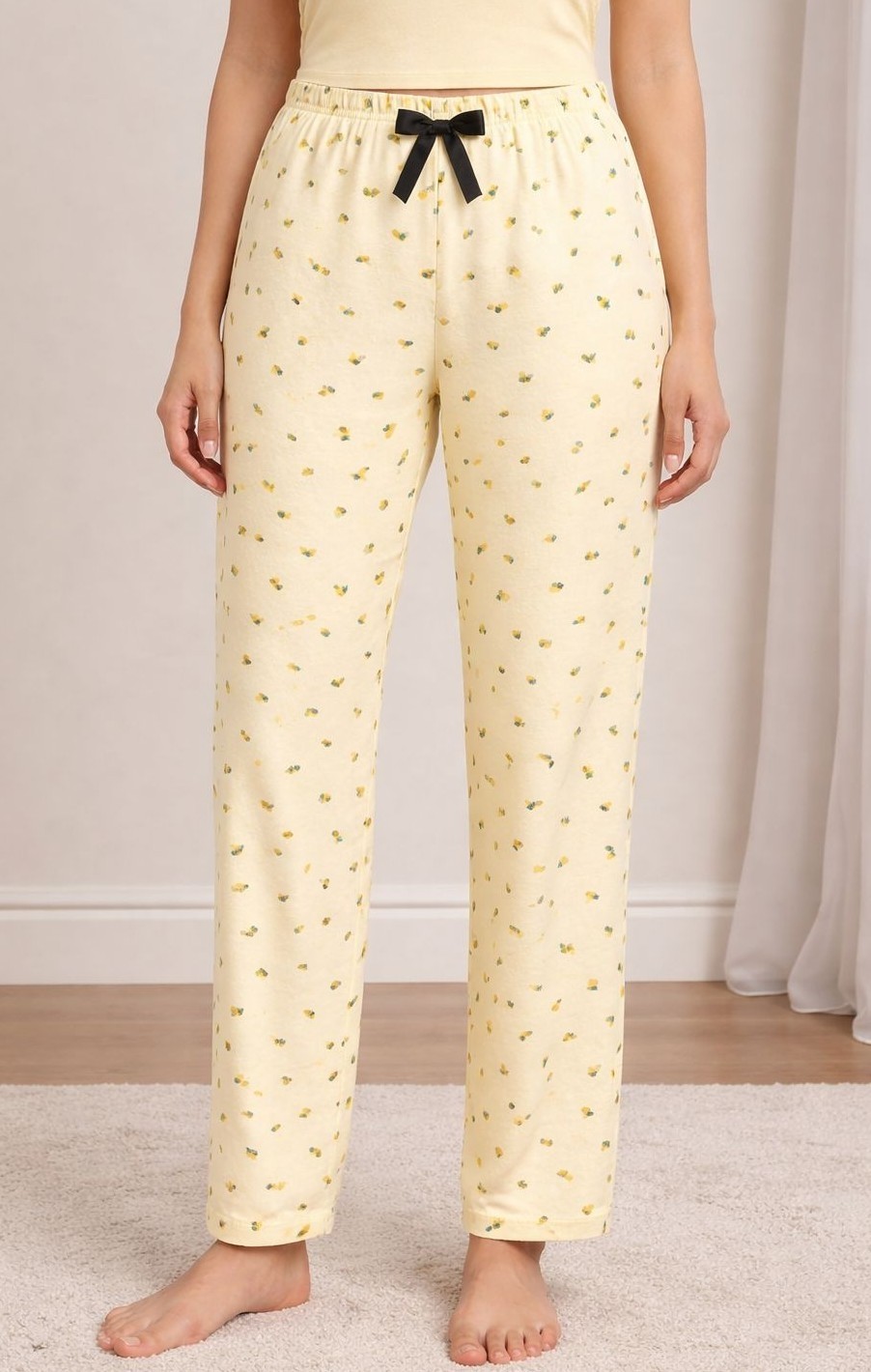 BLUE NIL Kadın Çizgili Kiraz Desenli Tek Alt Pijama