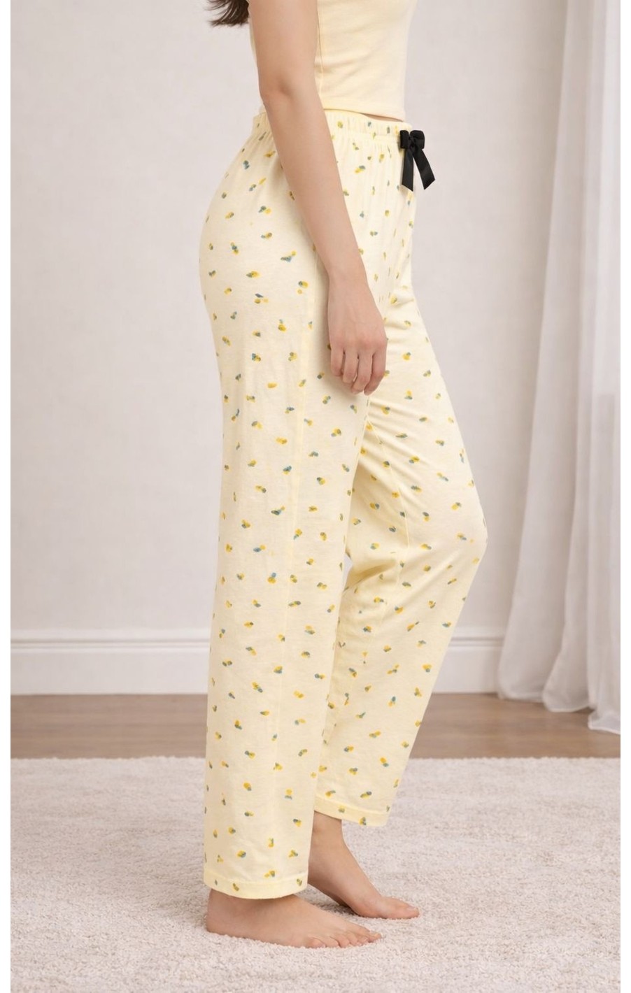 BLUE NIL Kadın Çizgili Kiraz Desenli Tek Alt Pijama görsel 3