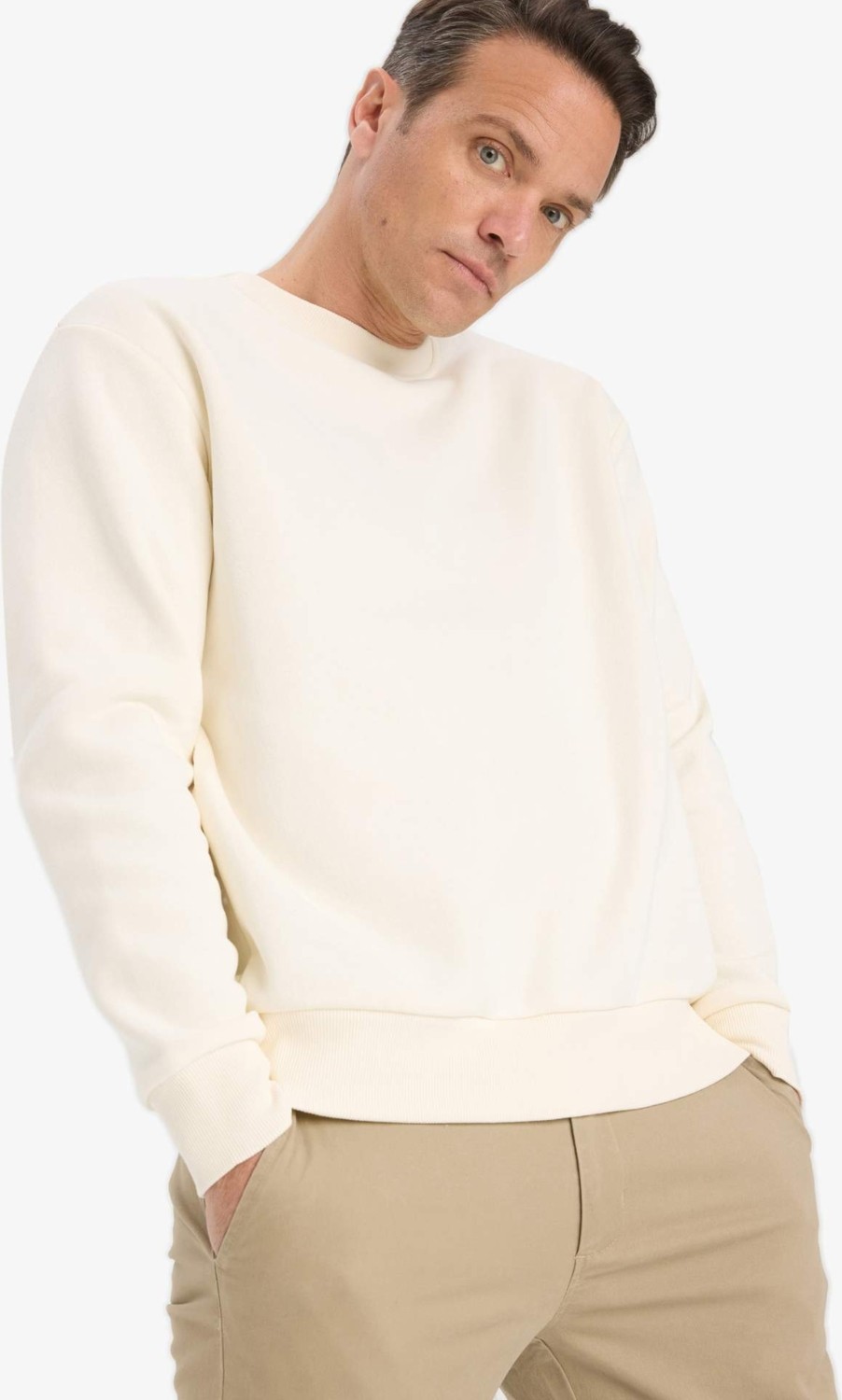 DeFacto Relax Fit Bisiklet Yaka Kalın İçi Yumuşak Tüylü Basic Düz Sweatshirt T5139AZ25AU