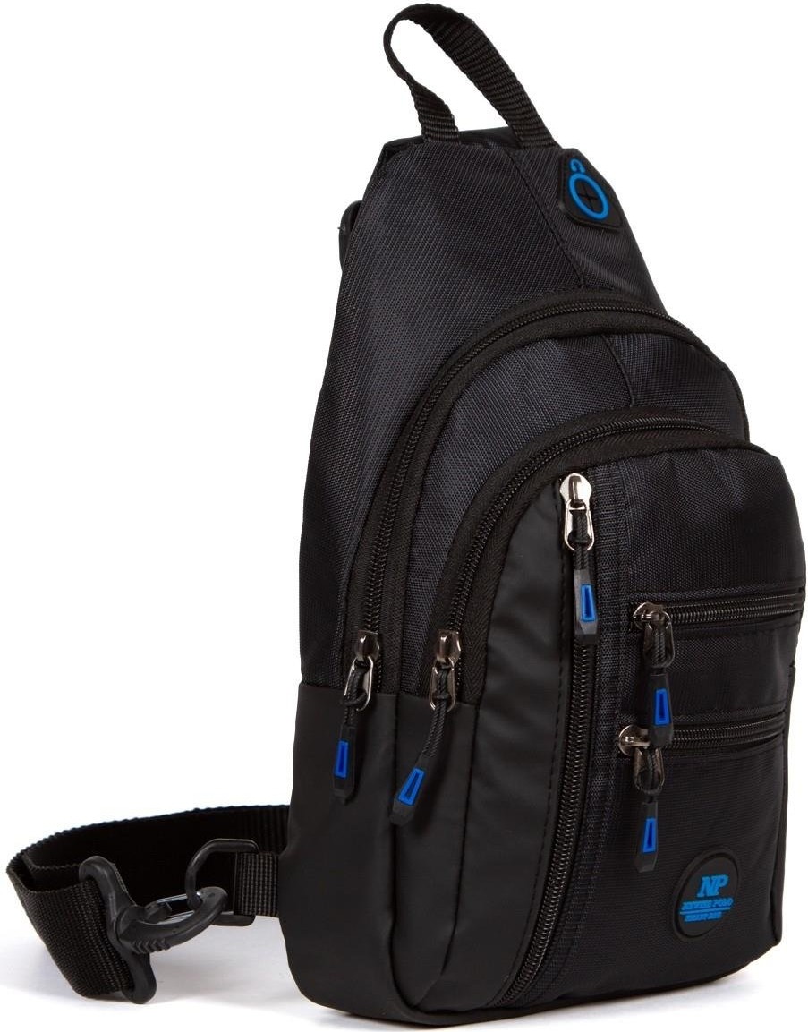 Newish Polo Erkek Kumaş USB Kulaklık Çıkışlı Bodybag Göğüs ve Omuz Çantası newpolo172 - Siyah - Mavi görsel 8