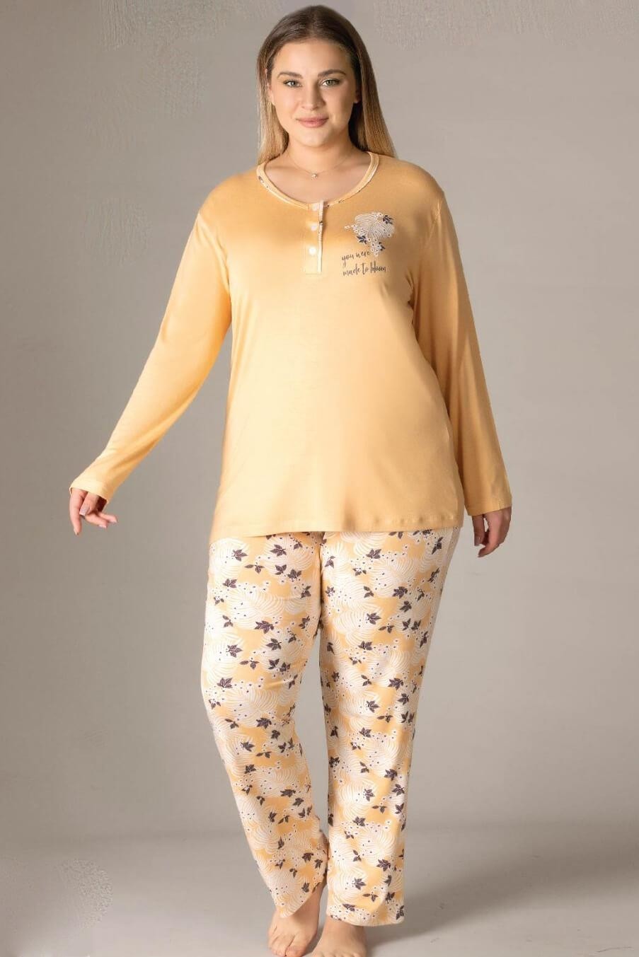 Flz Büyük Beden Battal Uzun Kol Mevsimlik Pijama Takımı B09-146
