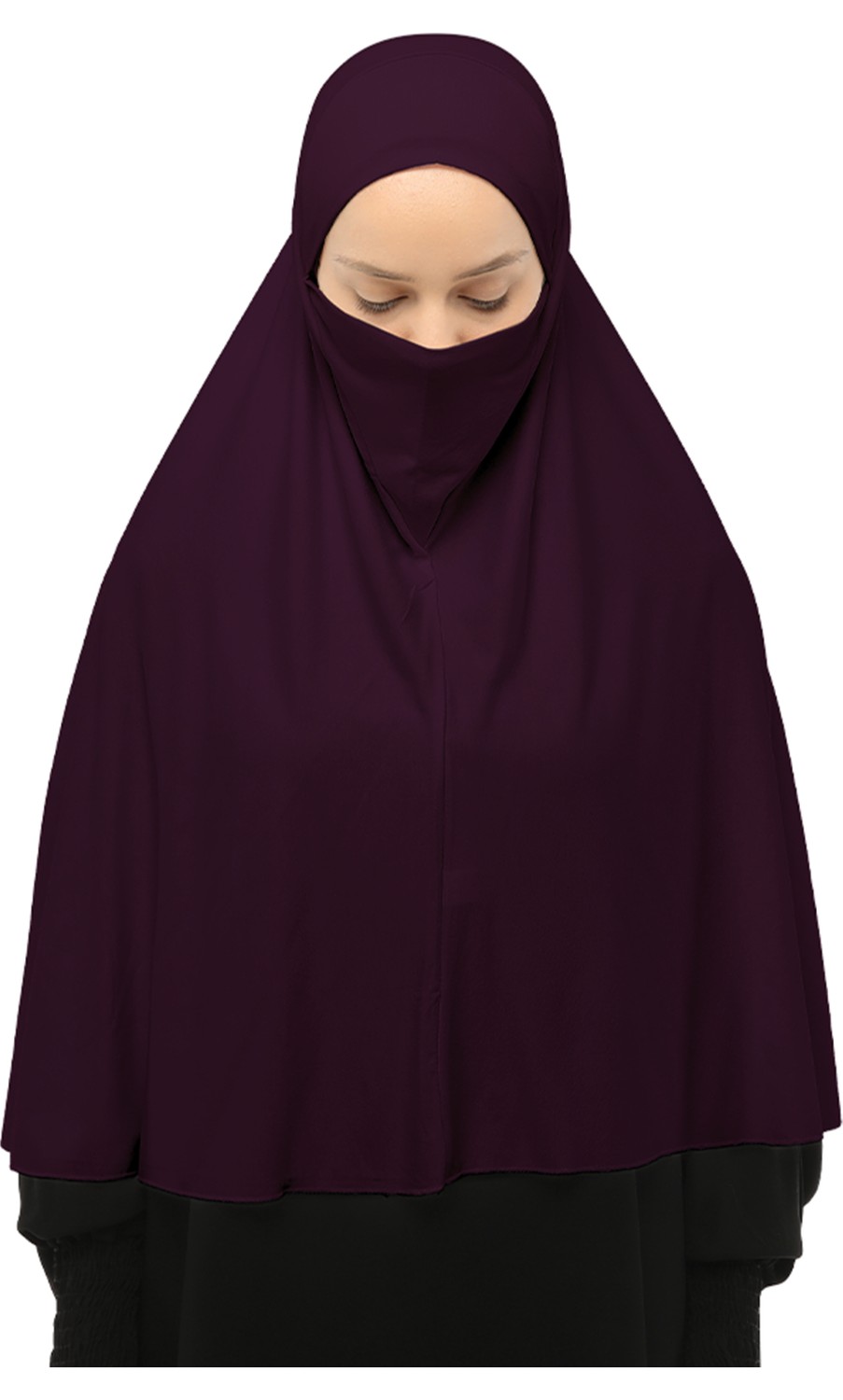 Altobeh Hazır Türban Peçeli Pratik Eşarp Tesettür Nikaplı Hijab - Namaz Örtüsü Sufle (3Xl) - Füme görsel 3