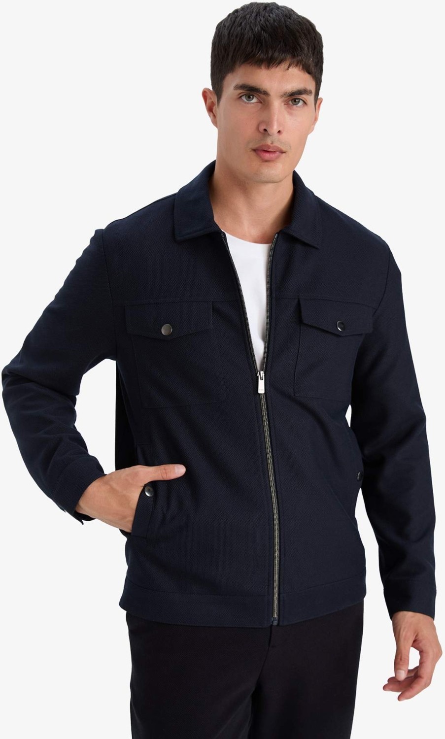 DeFacto Slim Fit Astarlı Fermuarlı Cepli Mevsimlik Mont D7533AX26SP görsel 4