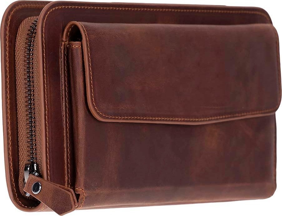 BloominBag Faron Saddle Heritage Telefon Bölmeli Hakiki Deri Unisex Clutch Çanta
