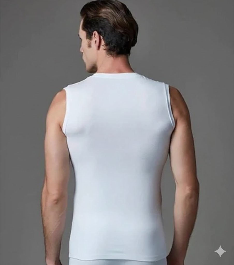 Eros Erkek Compact Beyaz V Yaka Sıfır Kollu T-Shirt Atlet ERS006 görsel 2