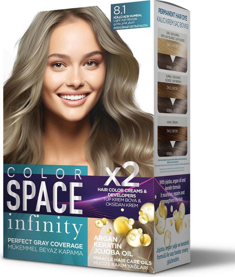 Die Grup Color Space Infınıty Set Saç Boyası 8.1 Küllü Açık Kumral