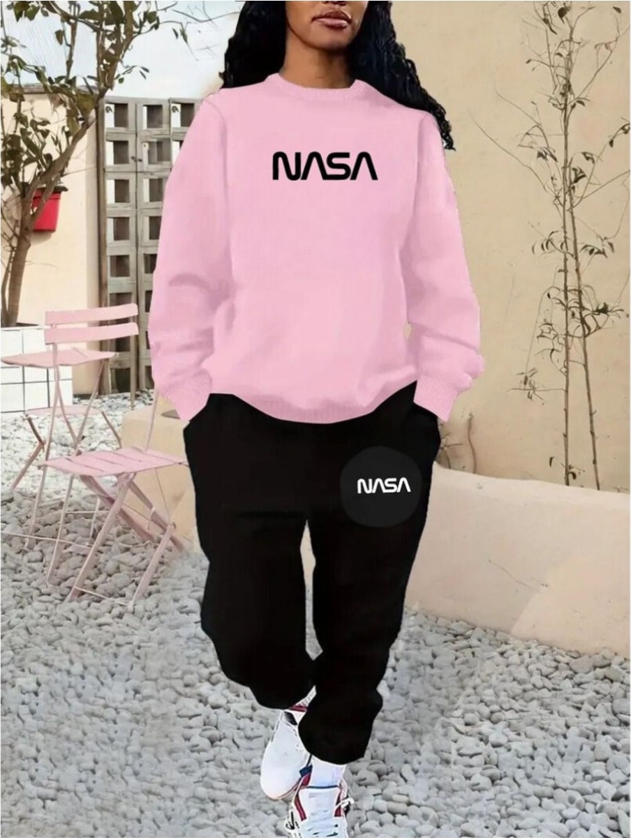 Yoho Sport Eşofman Takımı Nasa Baskılı Unisex Kışlık Kalın Pamuklu Sweatshirt ve Eşofman Altı 2' Li Set