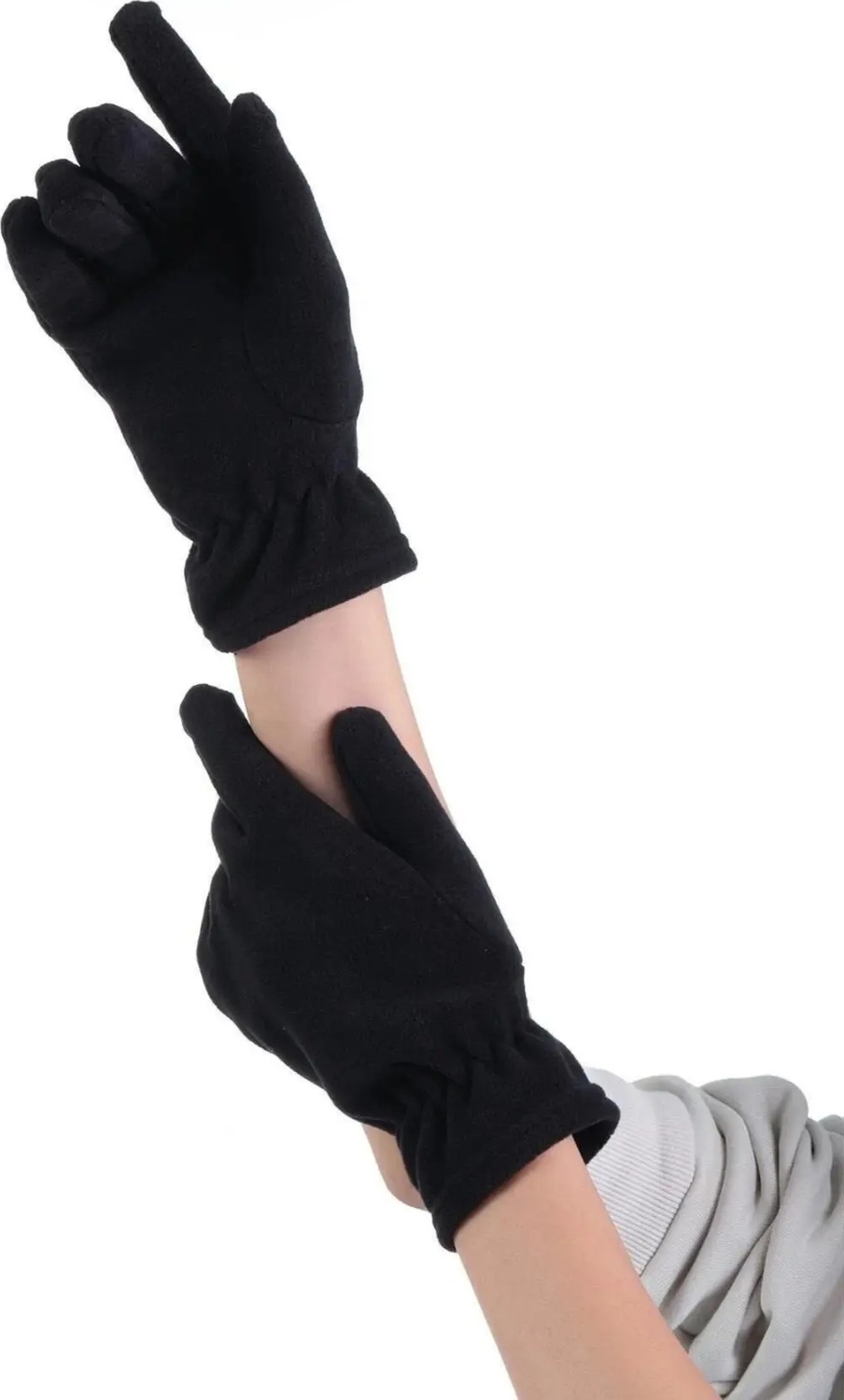 Ritagarcia Unisex Siyah Polar 3'lü Kışlık Set - Ayarlanabilir Boyunluk Bere ve Eldiven Takımı görsel 4