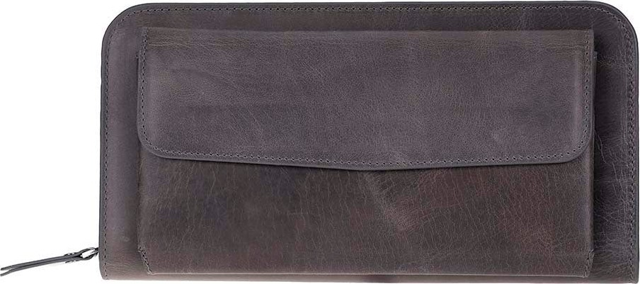 BloominBag Faron Ash Graphite Telefon Bölmeli Hakiki Deri Unisex Clutch Çanta görsel 2