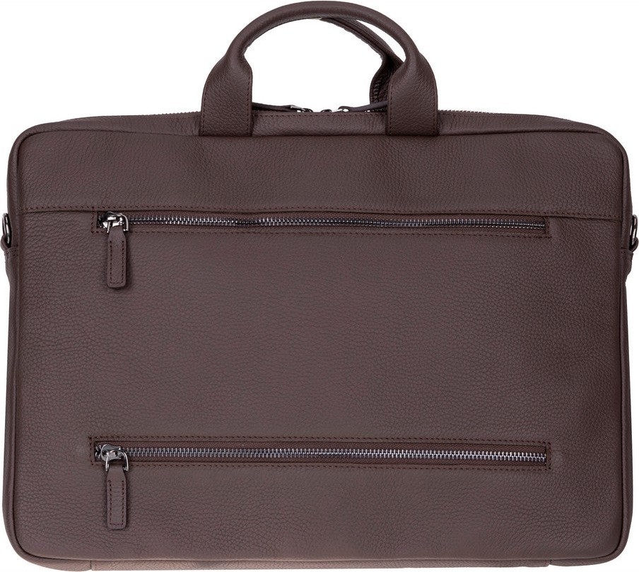 BloominBag Bloom Urban Shell Pro 16" Espresso Brown Hakiki Deri Laptop / Macbook Çantası görsel 3