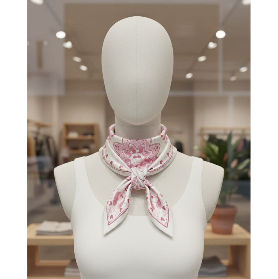 Tarzını Seç Beyaz Puantiyeli Fular Bandana Estascarf 48X48 cm görsel 7