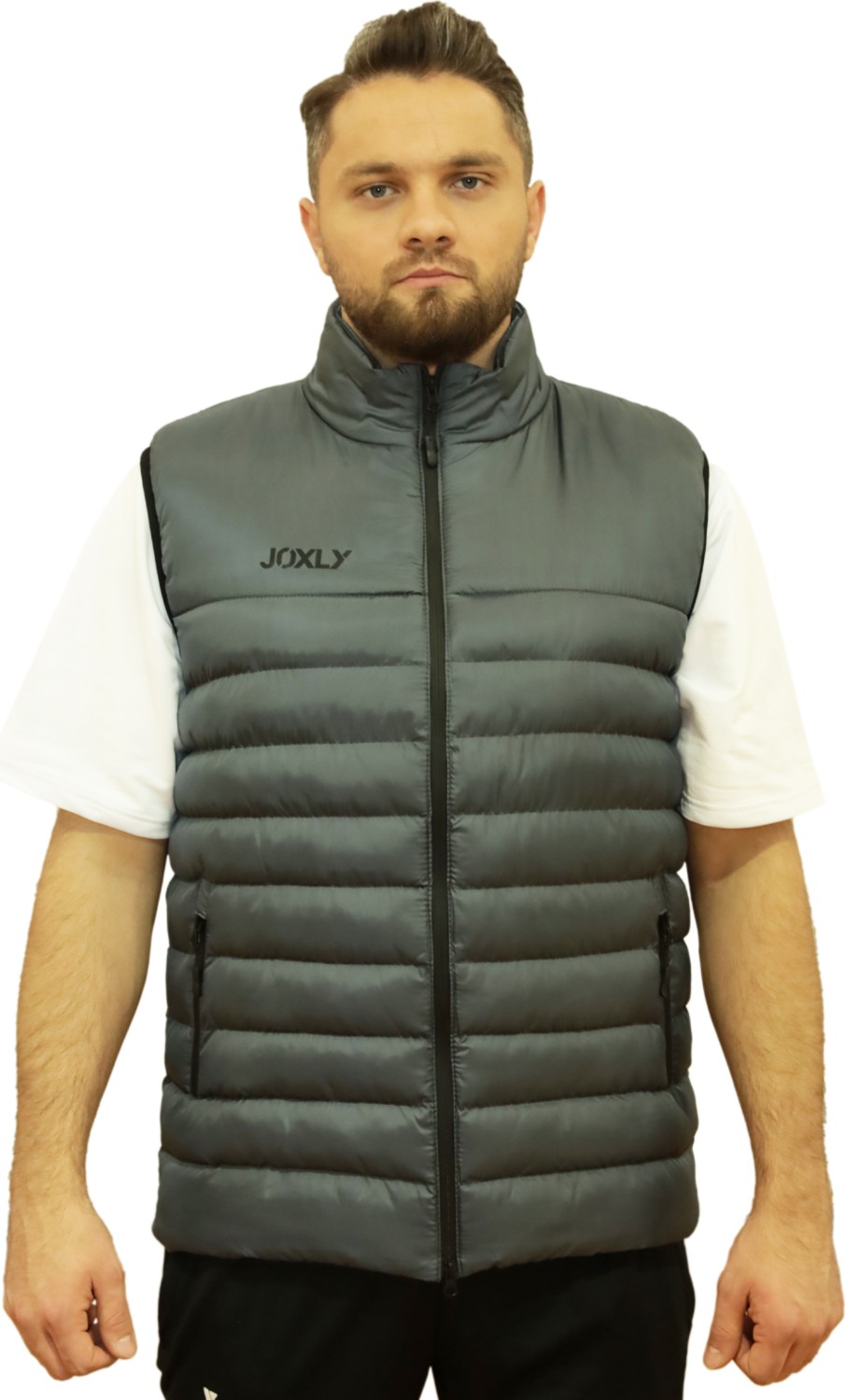 Joxly Gri Dik Yaka Şişme Spor Yelek