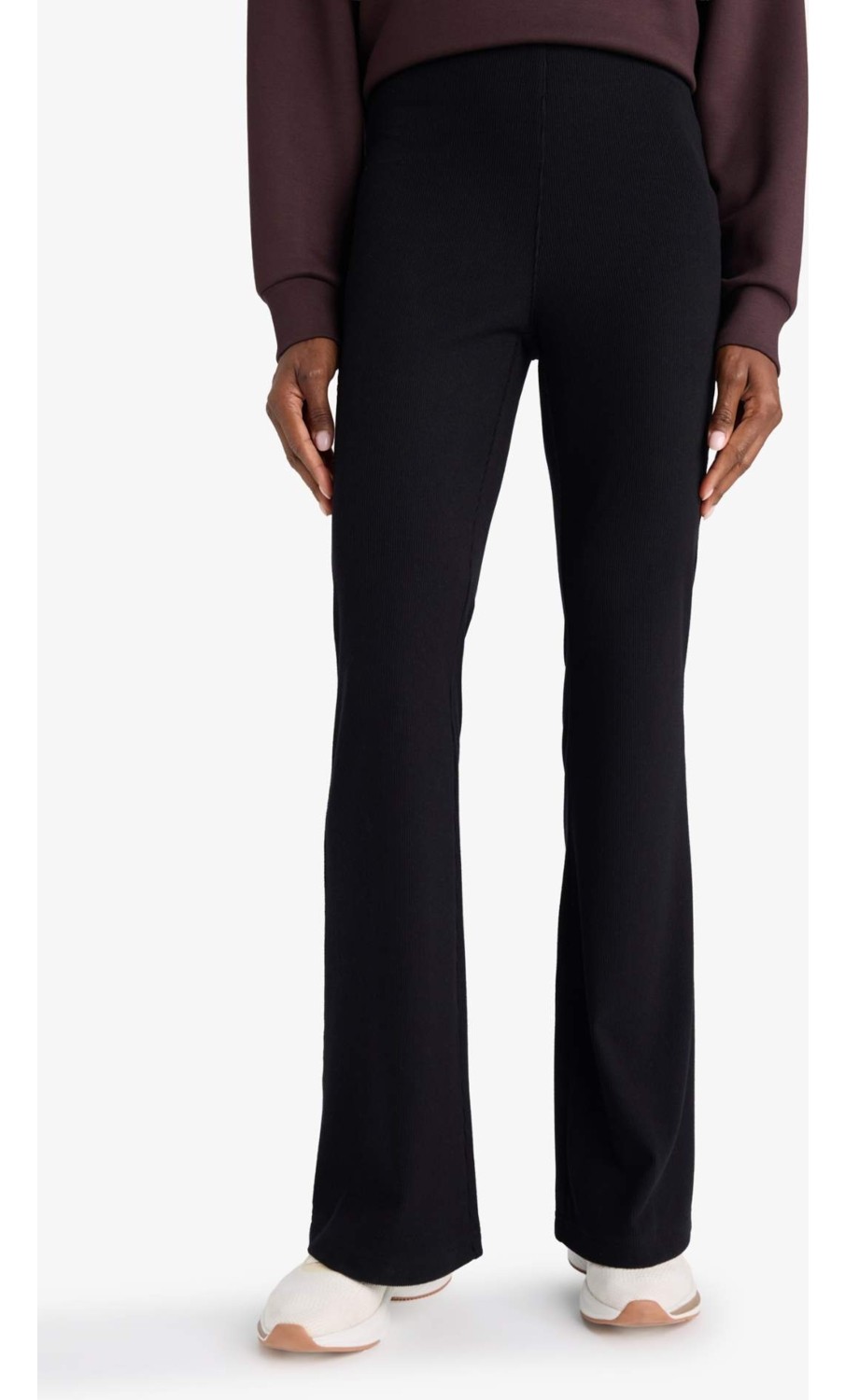 DeFacto Flare Fit Toparlayıcı Yüksek Bel İspanyol Paça Standart Boy Ribana Sporcu Pantolon F5040AX25WN görsel 4