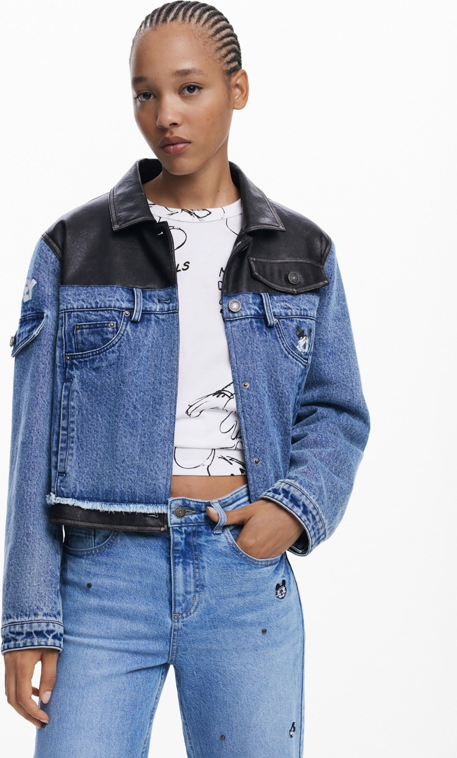 Desigual Yüksek Bel Düz Paça Standart Mavi Kadın Denim Pantolon 25WWDD17 görsel 2
