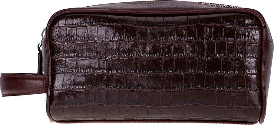 BloominBag Burgundy Croco Hakiki Deri Unisex Seyahat Bakım Çantası görsel 2