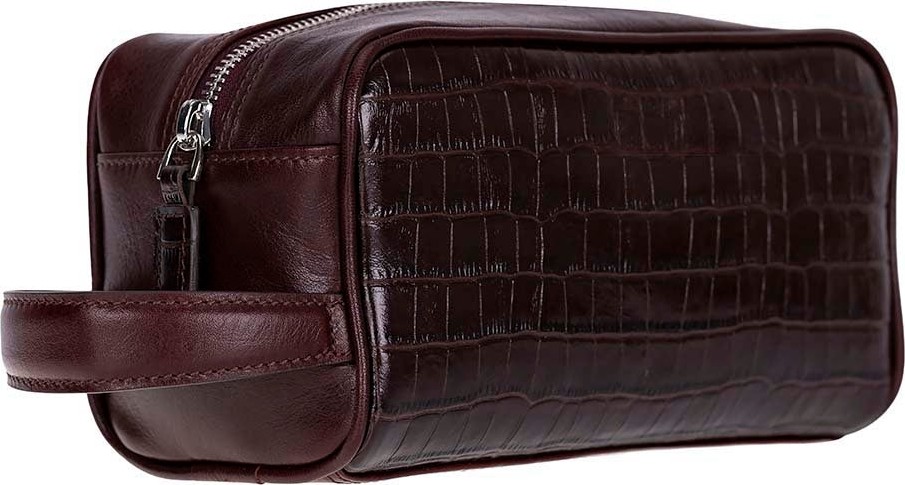 BloominBag Burgundy Croco Hakiki Deri Unisex Seyahat Bakım Çantası