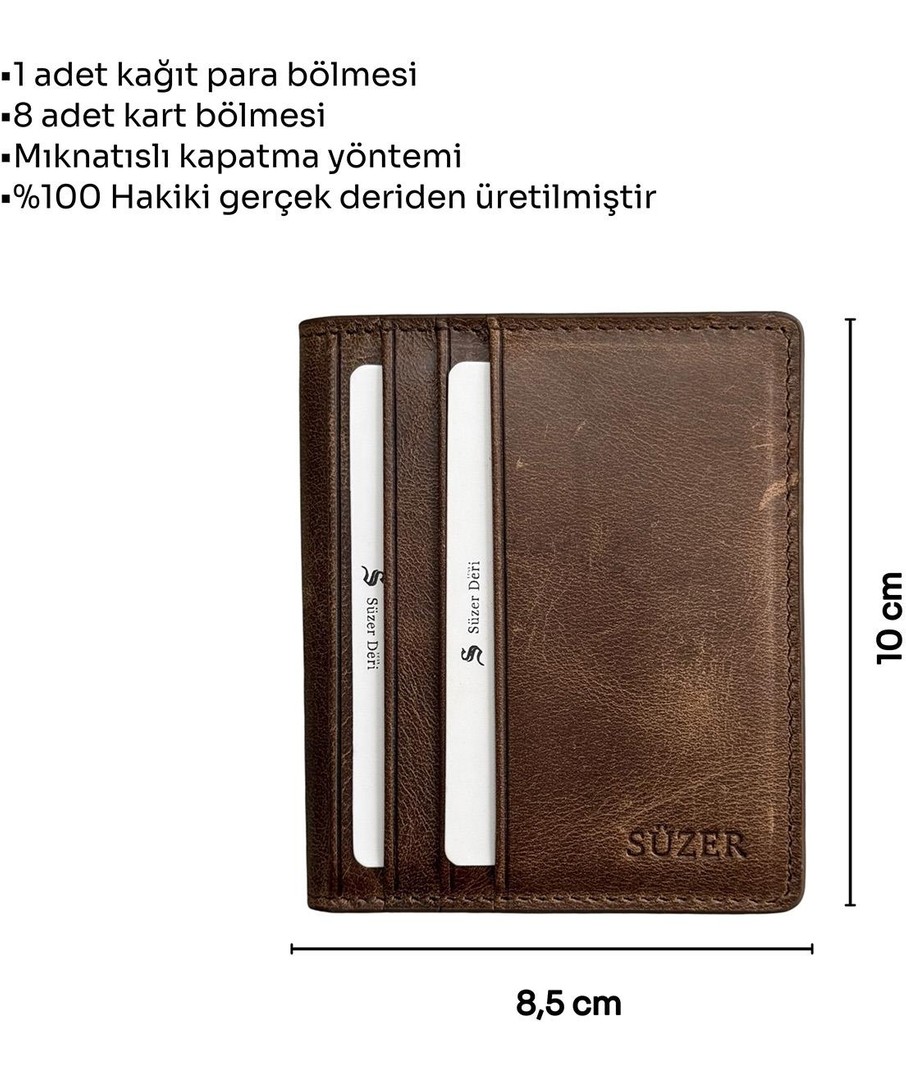 Siyah Hakiki Deri Ikiye Katlanır Model Mıknatıslı Ince Kredi Kartlık - 3042-SIYAH görsel 5