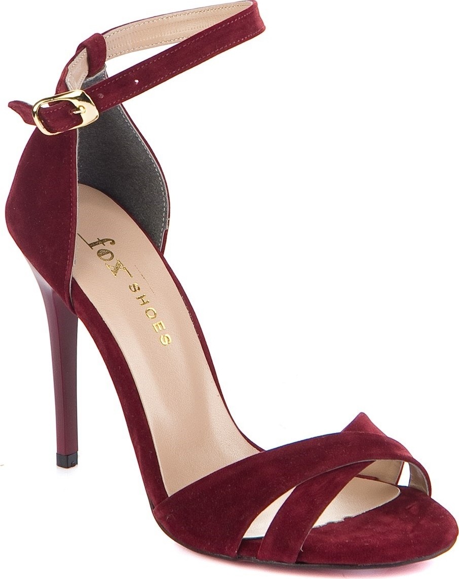 Fox Shoes Bordo Süet Kadın Topuklu Ayakkabı 7749113702 görsel 2