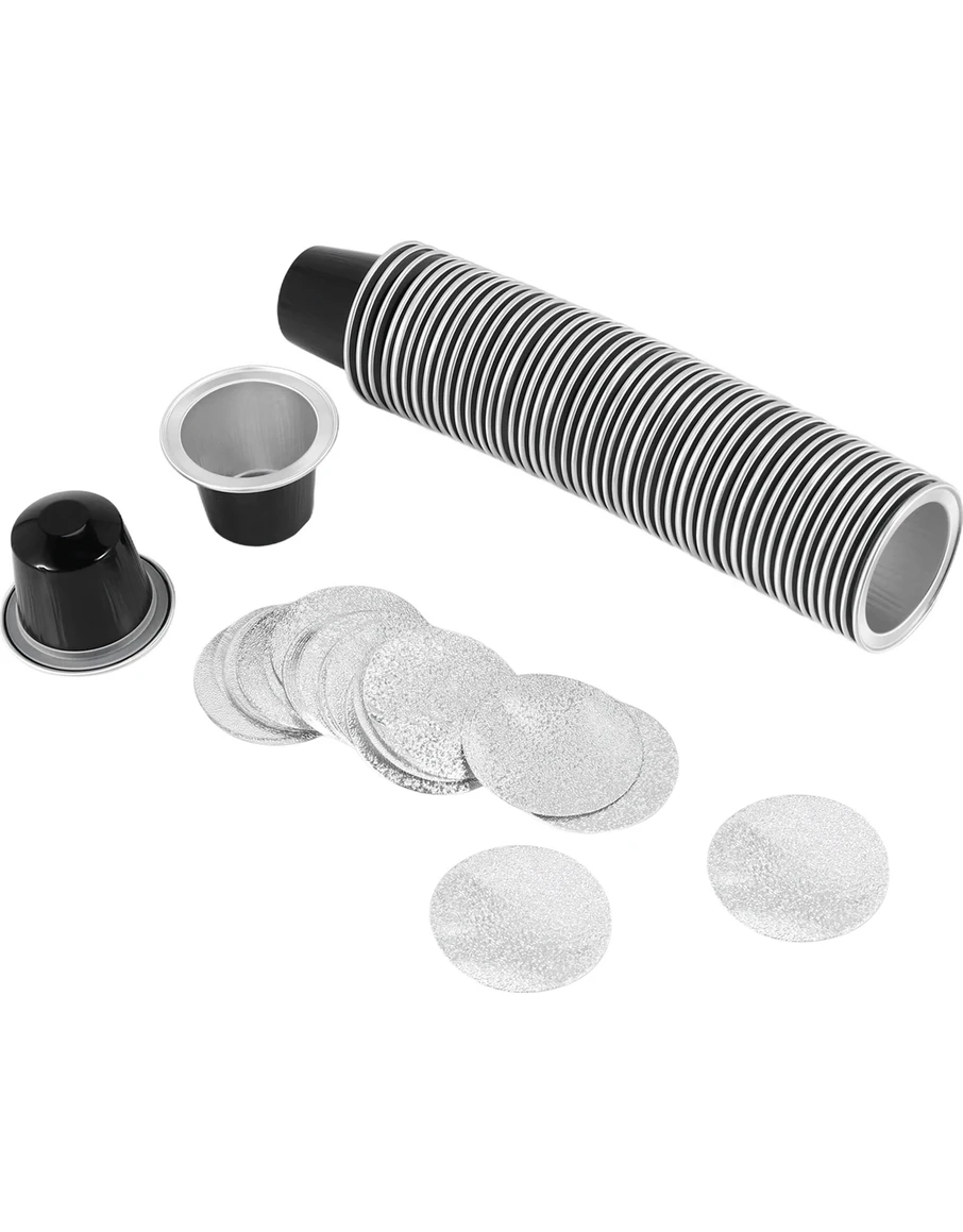 Resim Galaxxy Nespresso Black Için 50 Set Doldurulabilir Kahve Kapsülleri Kupası Tek Kullanımlık Kahve Kapsülleri Ambalaj Kafe Malzemeleri (Yurt Dışından) 