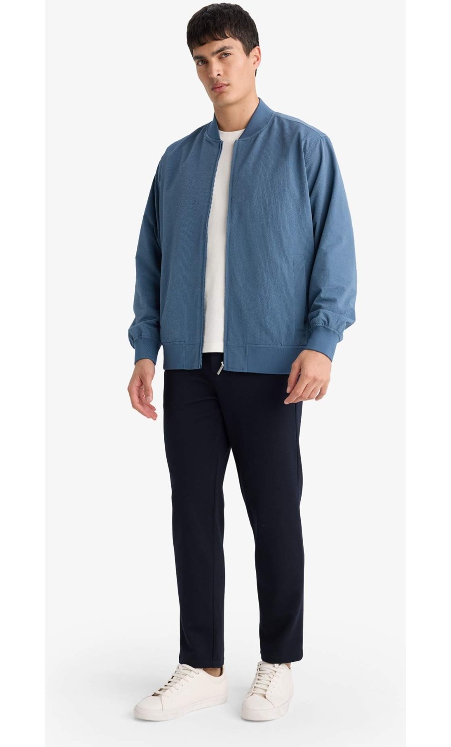 DeFacto Slim Fit Astarlı Fermuarlı Krinkıl Mont F9679AX26SP görsel 8