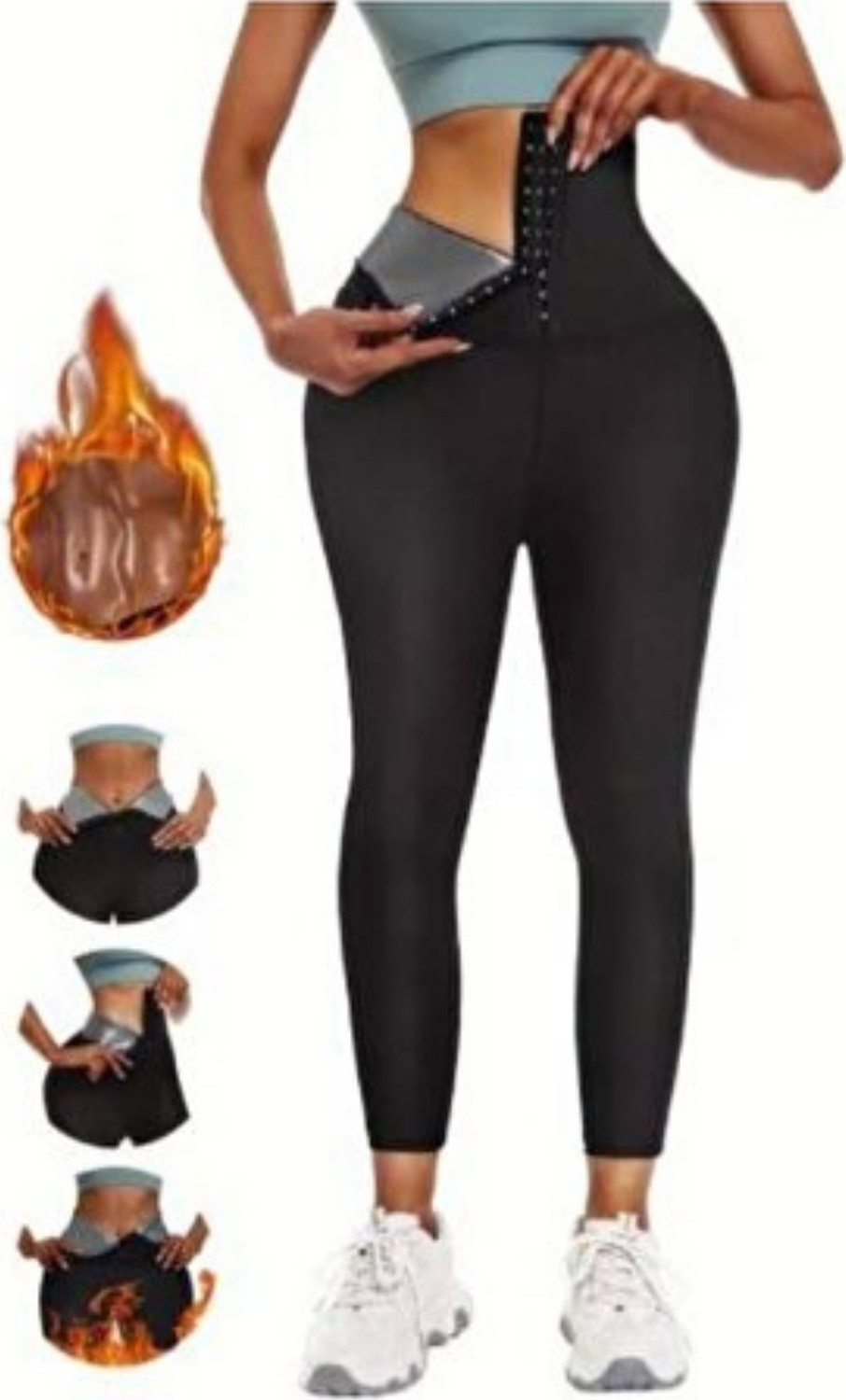 Fit1beden Yüksek Bel Agraflı Inceltici Sıkılaştırıcı Ayarlanabilir Agraf Kopçalı Sauna Termal Tayt