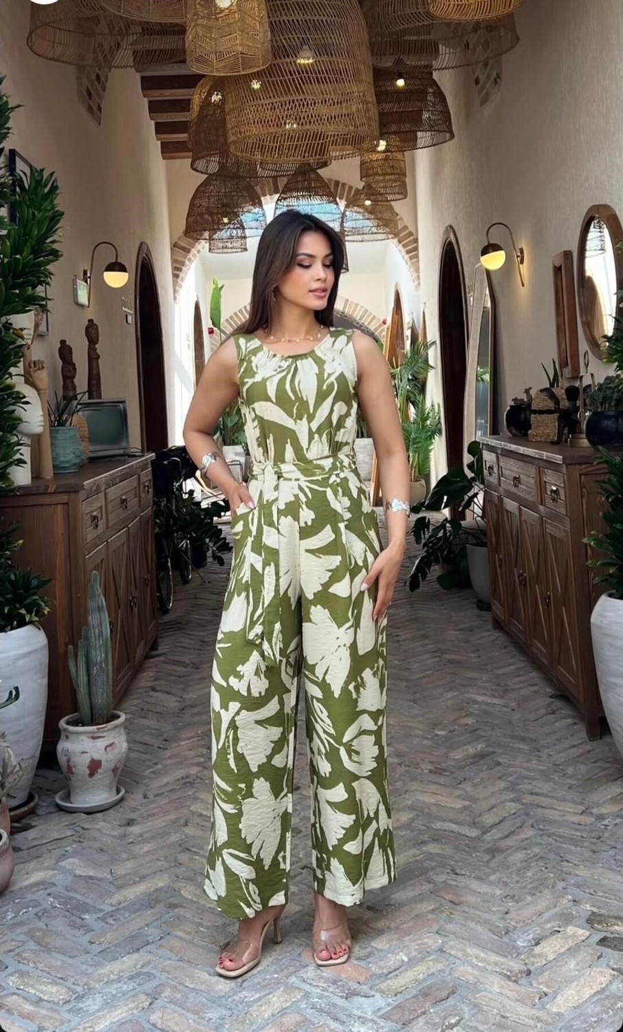 Moda Banuş Premium Dökümlü Yumuşak Kumaş Haki Tulum