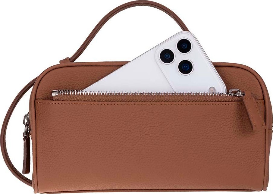 BloominBag Mıren Cognac Tan Hakiki Deri Unisex Seyahat Bakım & Organizer Clutch Çanta görsel 7