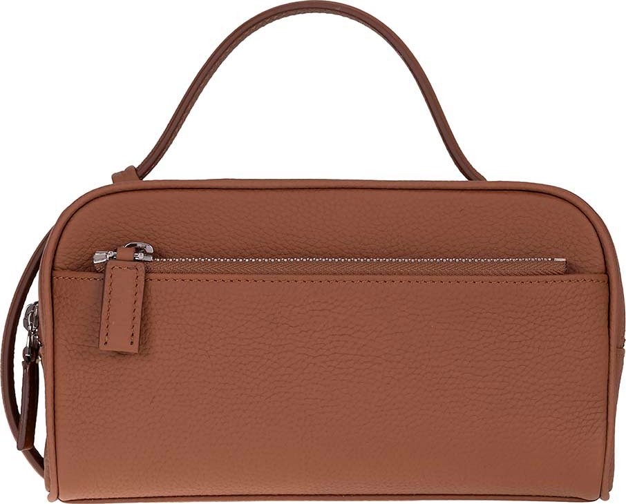 BloominBag Mıren Cognac Tan Hakiki Deri Unisex Seyahat Bakım & Organizer Clutch Çanta görsel 4