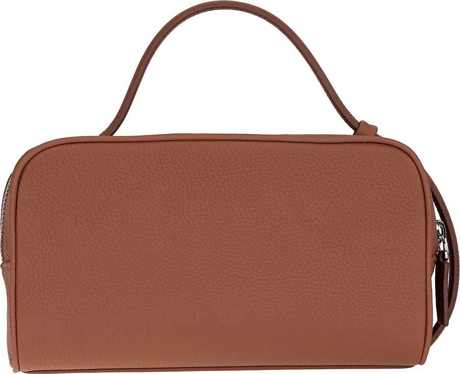 BloominBag Mıren Cognac Tan Hakiki Deri Unisex Seyahat Bakım & Organizer Clutch Çanta görsel 5