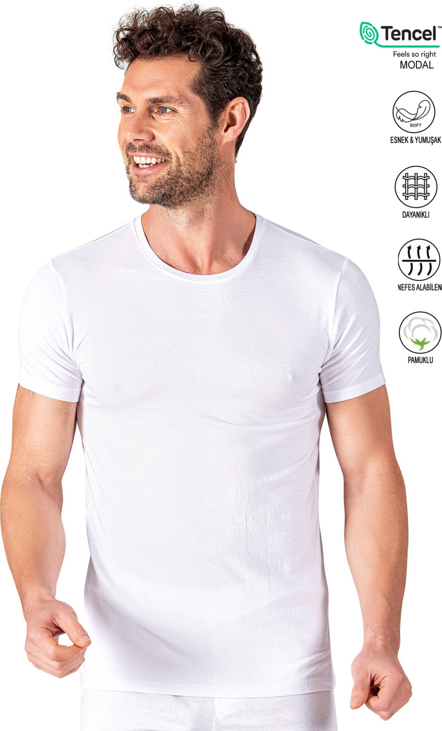 Özkan Underwear Özkan 11144 Erkek Yuvarlak Simit Yaka Pamuklu Modal Tişört Fanila