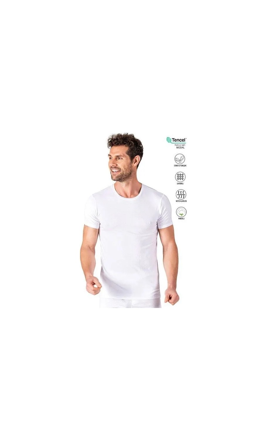 Özkan Underwear Özkan 11144 Erkek Yuvarlak Simit Yaka Pamuklu Modal Tişört Fanila görsel 6