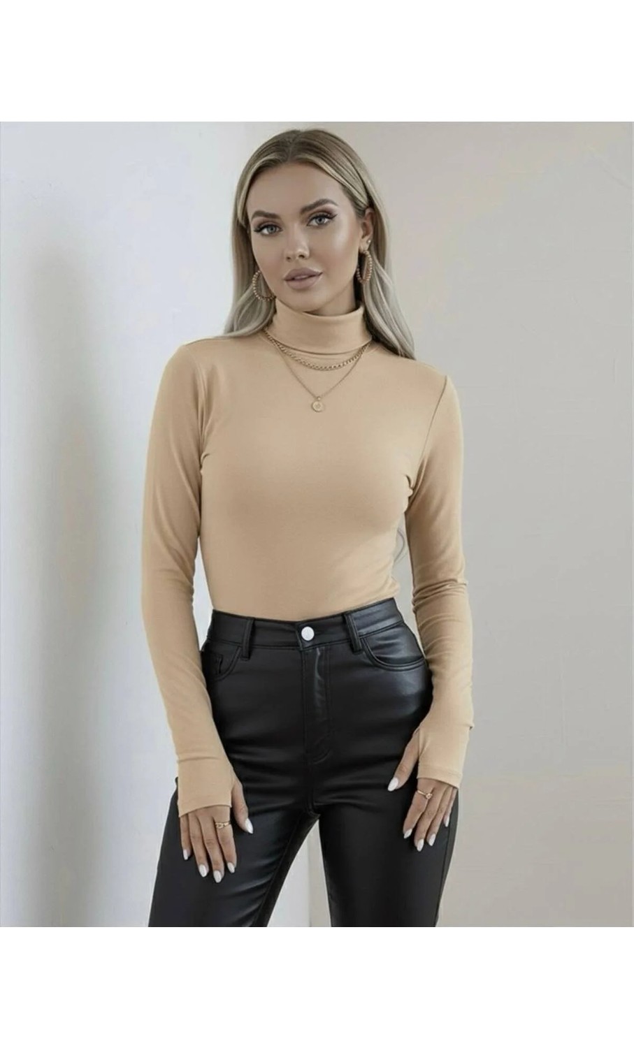 Hashtag Kadın Balıkçı Yaka Parmak Detaylı Body 4'lü Set Viskon Kumaş görsel 5