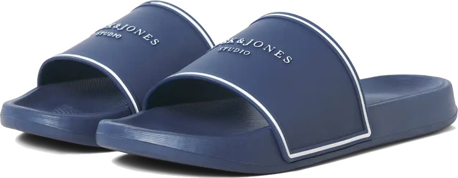 Jack & Jones Erkek Jfwartıllery Logo Detaylı Havuz ve Plaj Terliği 12292042 Lacivert görsel 3