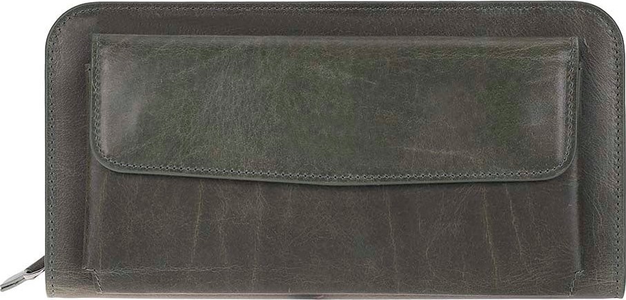 BloominBag Faron Forest Green Telefon Bölmeli Hakiki Deri Unisex Clutch Çanta görsel 2