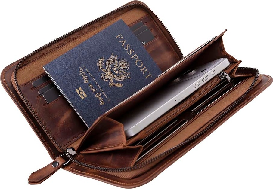 BloominBag Faron Saddle Heritage Telefon Bölmeli Hakiki Deri Unisex Clutch Çanta görsel 5