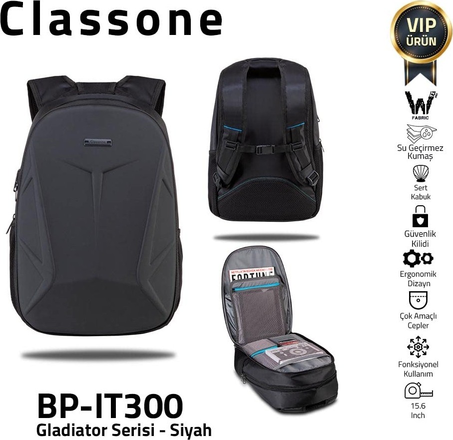 Die Grup Classone BP-IT300 Gladiator Serisi 15.6" Uyumlu Notebook Çantası - Siyah
