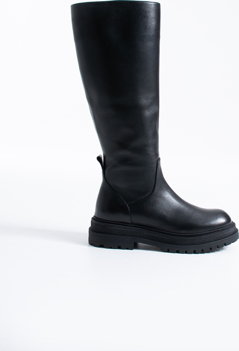 Duxal Shoes Uliana Hakiki Deri Siyah Kadın Düz Taban Diz Altı Çizme görsel 5