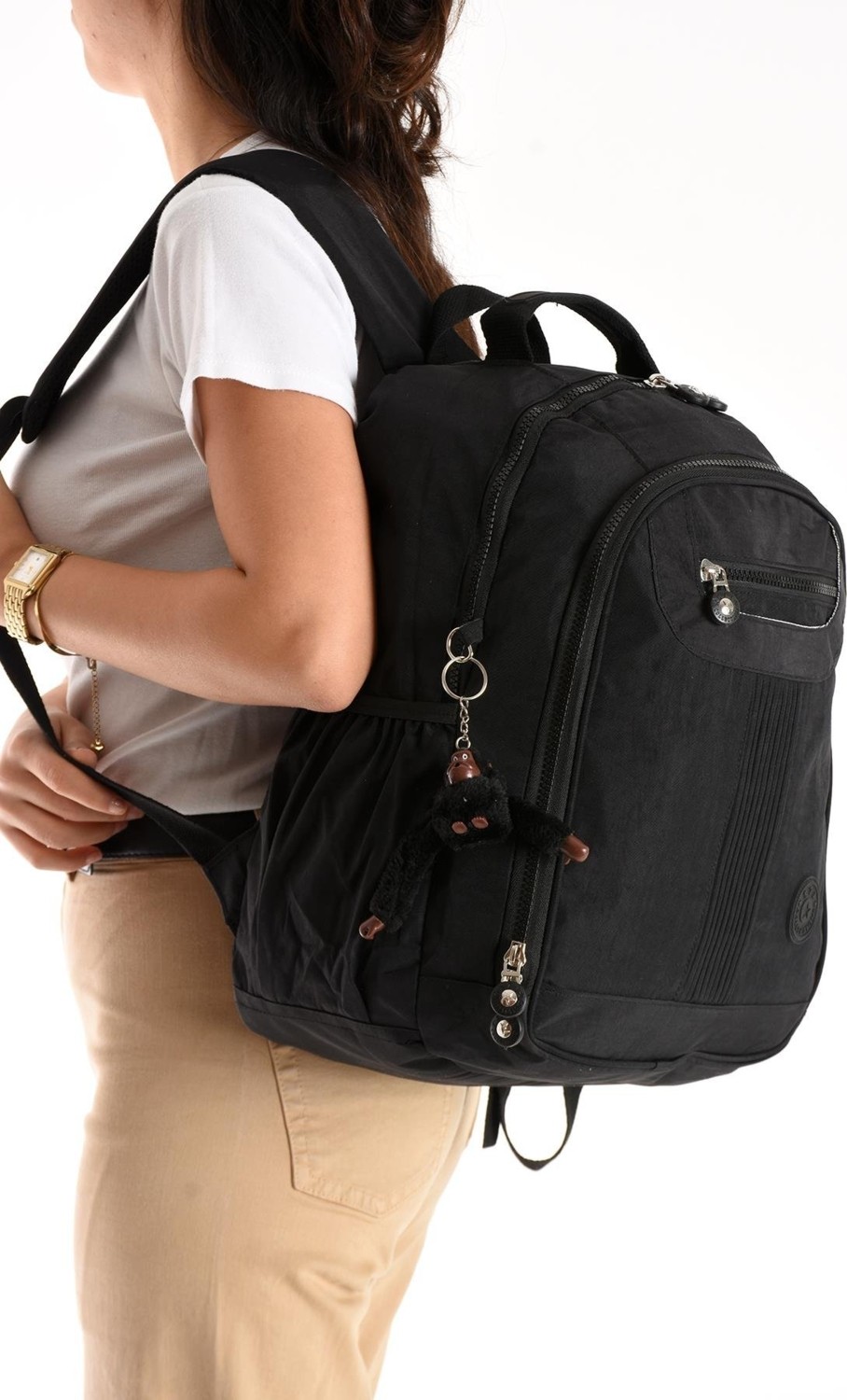571 Collections Çanta Ultra Hafif Orta Boy Sırt Çantası Çok Cepli Siyah (Model: 571-3P) görsel 2