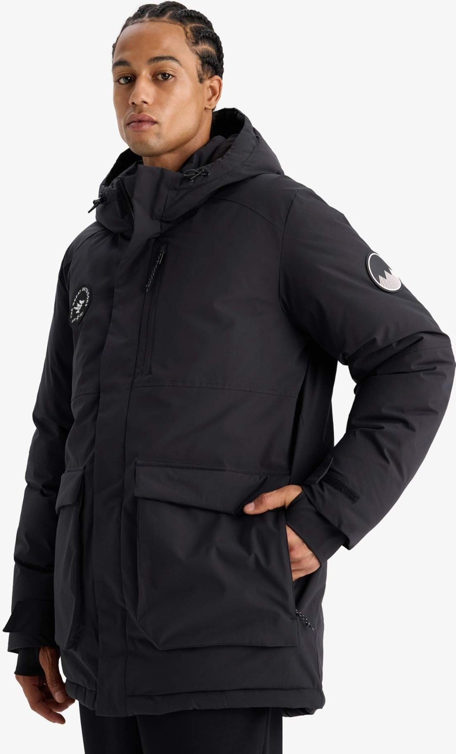 DeFacto Sıcak Tutan Su İtici Regular Fit Kapüşonlu Fermuarlı Rüzgar Geçirmez Parka Mont F3793AX25WN görsel 4