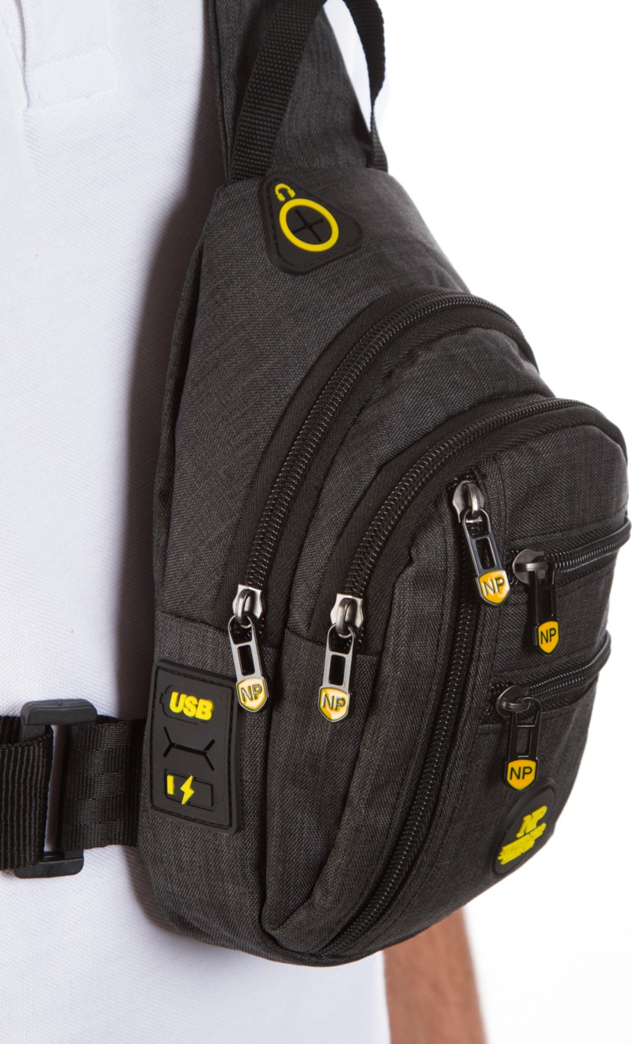 Sannora Bags Unisex Su Geçirmez Kulaklık USB Çıkışlı Çapraz Askılı Çanta Bel Omuz ve Göğüs Çanta Günlük Bodybag görsel 6
